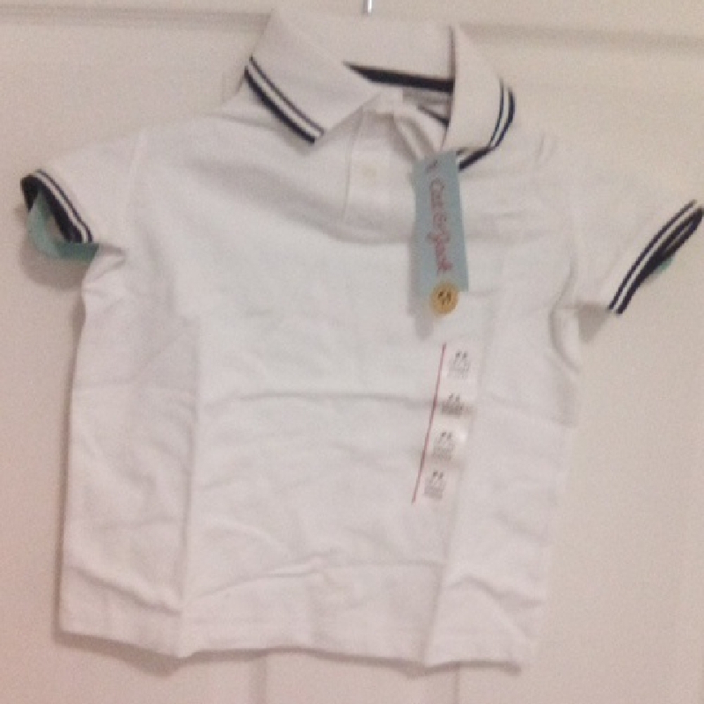 Cat & Jack White Polo with Navy Trim